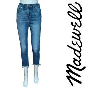 Madewell Curvy High Rise Crop Skinny Jeans Hi/Lo Raw Hem